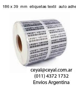 186 x 39  mm  etiquetas textil  auto adhesiva