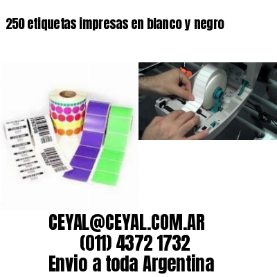 250 etiquetas impresas en blanco y negro