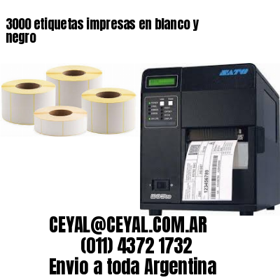 3000 etiquetas impresas en blanco y negro