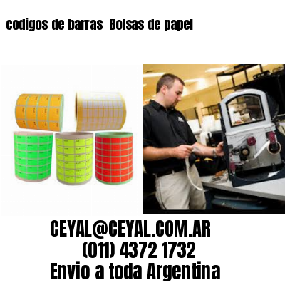 codigos de barras 	Bolsas de papel