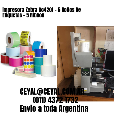 impresora Zebra Gc420t – 5 Rollos De Etiquetas – 5 Ribbon