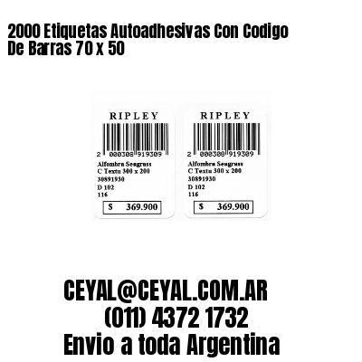 2000 Etiquetas Autoadhesivas Con Codigo De Barras 70 x 50