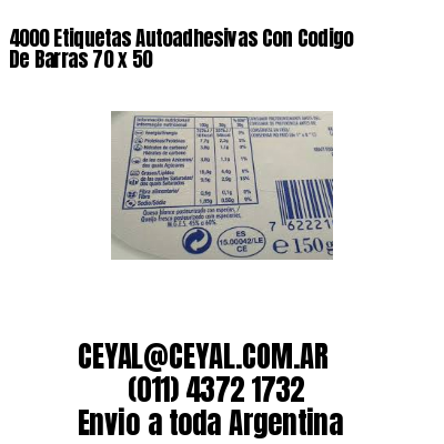 4000 Etiquetas Autoadhesivas Con Codigo De Barras 70 x 50