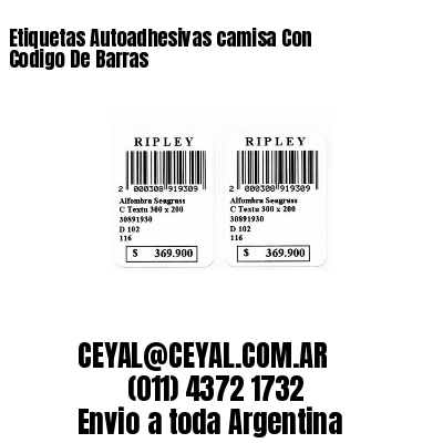 Etiquetas Autoadhesivas camisa Con Codigo De Barras