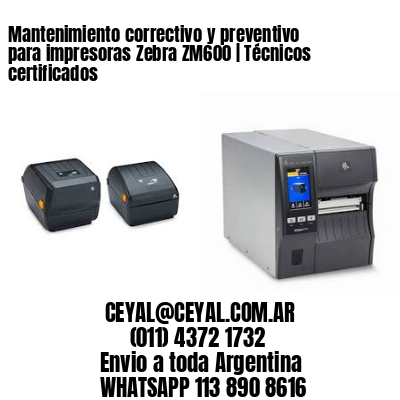 Mantenimiento correctivo y preventivo para impresoras Zebra ZM600 | Técnicos certificados