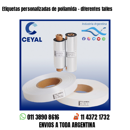 Etiquetas personalizadas de poliamida – diferentes talles