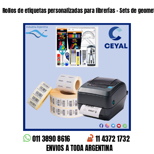Rollos de etiquetas personalizadas para librerías – Sets de geometría