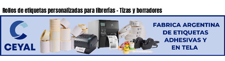 Rollos de etiquetas personalizadas para librerías - Tizas y borradores