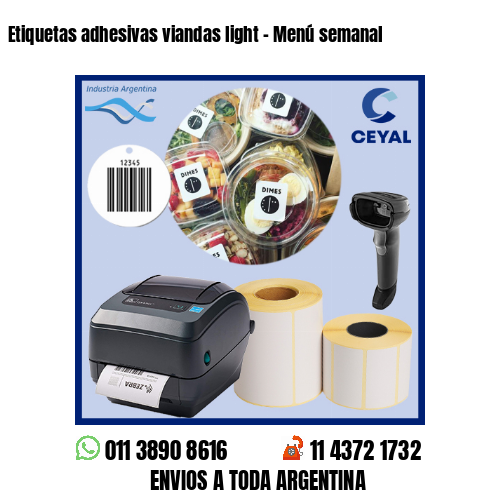 Etiquetas adhesivas viandas light – Menú semanal