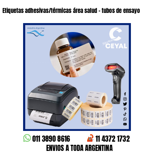 Etiquetas adhesivas/térmicas área salud – tubos de ensayo