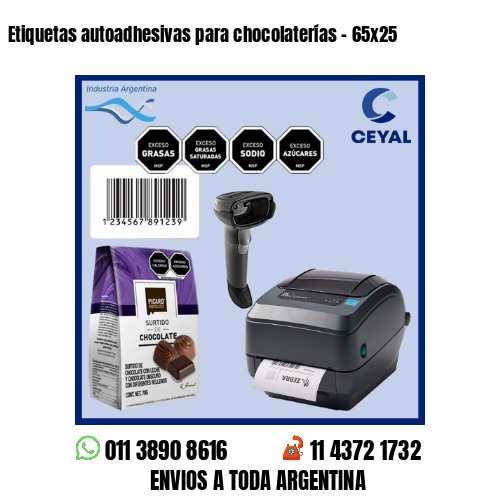Etiquetas autoadhesivas para chocolaterías – 65×25