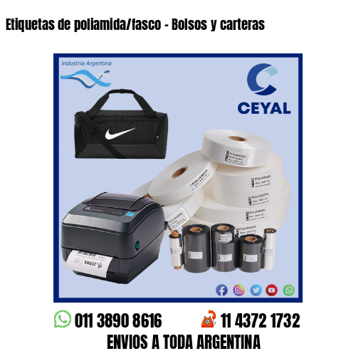 Etiquetas de poliamida/fasco – Bolsos y carteras