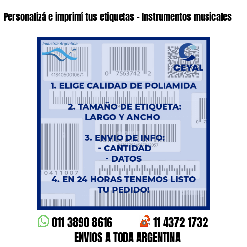 Personalizá e imprimí tus etiquetas – Instrumentos musicales