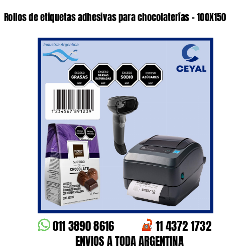 Rollos de etiquetas adhesivas para chocolaterías – 100X150