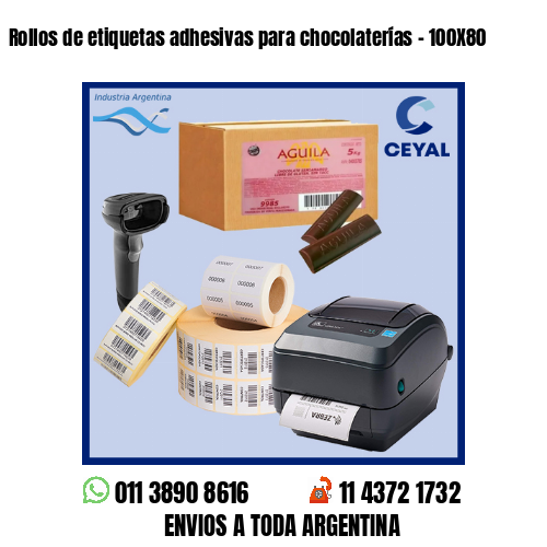Rollos de etiquetas adhesivas para chocolaterías – 100X80