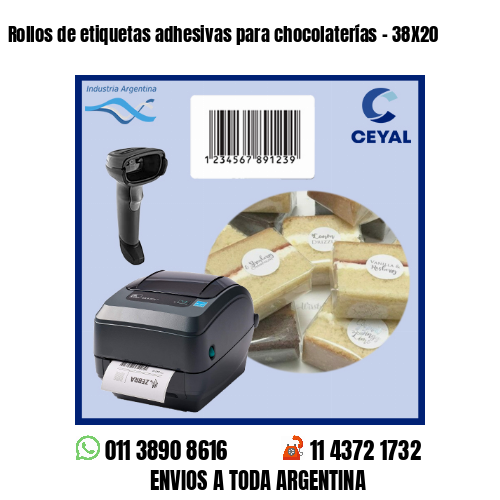 Rollos de etiquetas adhesivas para chocolaterías – 38X20
