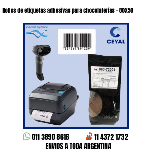 Rollos de etiquetas adhesivas para chocolaterías – 80X50
