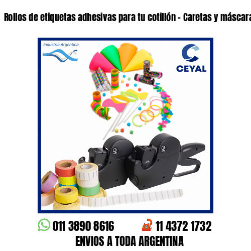 Rollos de etiquetas adhesivas para tu cotillón – Caretas y máscaras