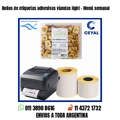 Rollos de etiquetas adhesivas viandas light – Menú semanal