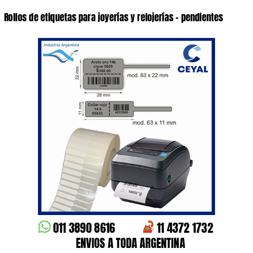 Rollos de etiquetas para joyerías y relojerías – pendientes