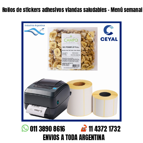 Rollos de stickers adhesivos viandas saludables – Menú semanal