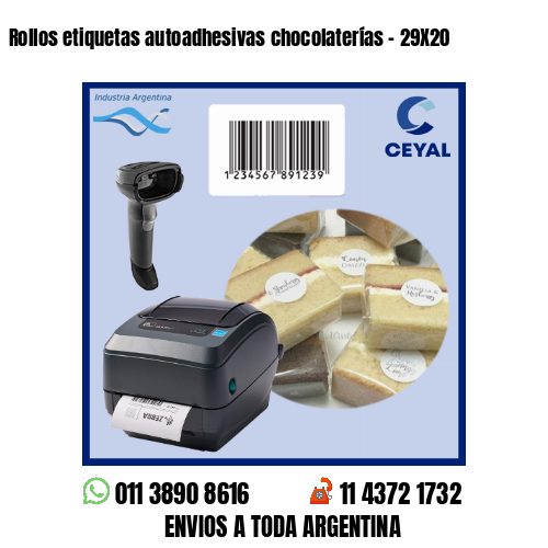 Rollos etiquetas autoadhesivas chocolaterías – 29X20