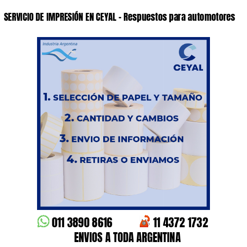SERVICIO DE IMPRESIÓN EN CEYAL – Respuestos para automotores