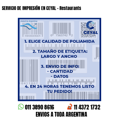 SERVICIO DE IMPRESIÓN EN CEYAL – Restaurants