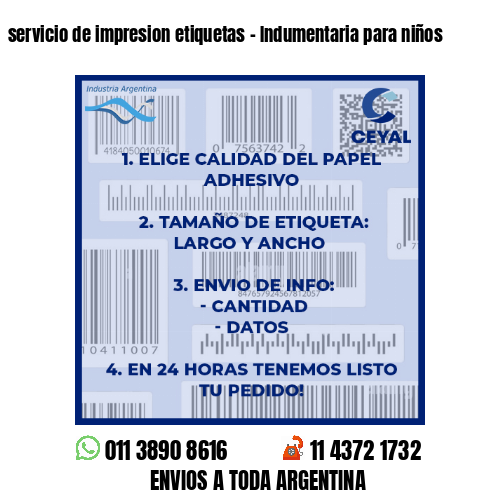 servicio de impresion etiquetas - Indumentaria para niños