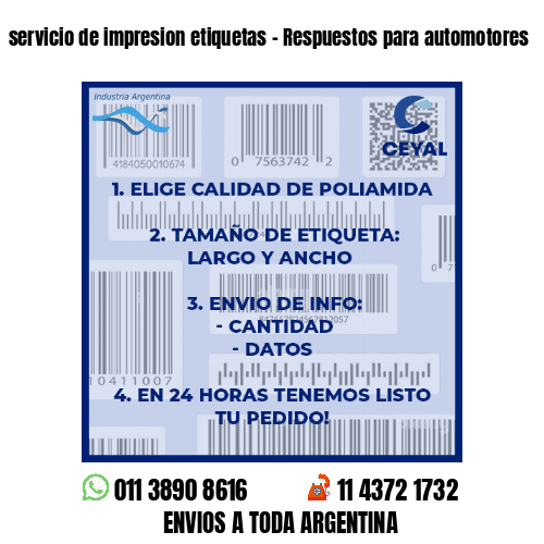 servicio de impresion etiquetas - Respuestos para automotores