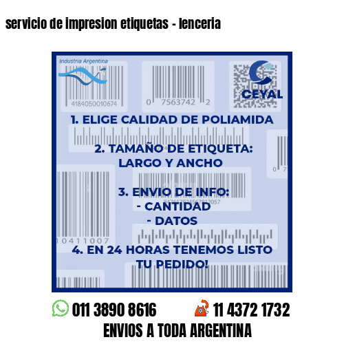 servicio de impresion etiquetas – lenceria