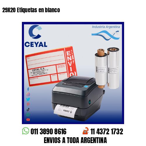 29X20 Etiquetas en blanco