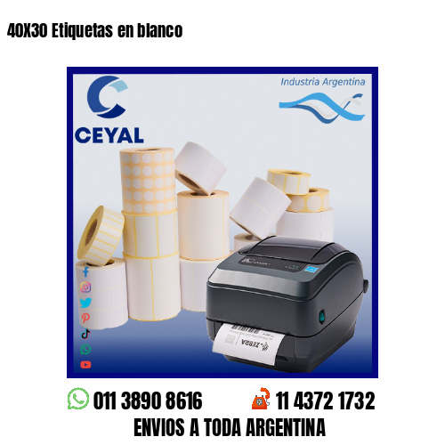 40X30 Etiquetas en blanco