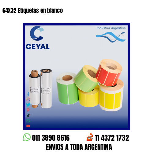64X32 Etiquetas en blanco