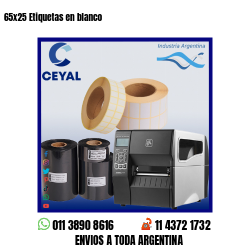 65×25 Etiquetas en blanco