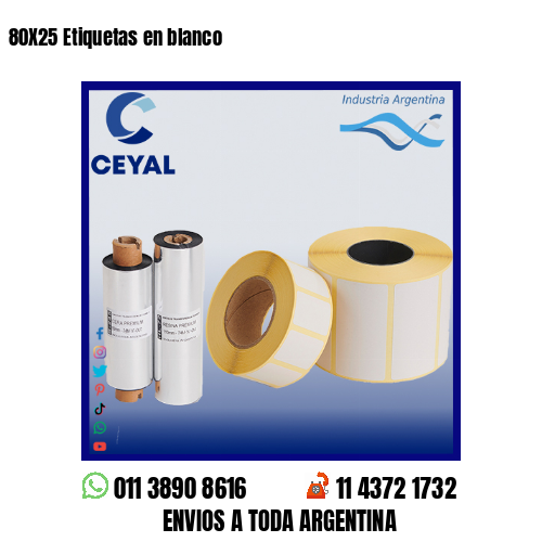 80X25 Etiquetas en blanco