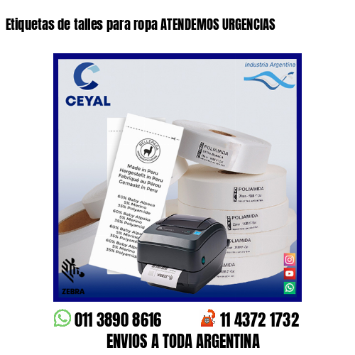 Etiquetas de talles para ropa ATENDEMOS URGENCIAS