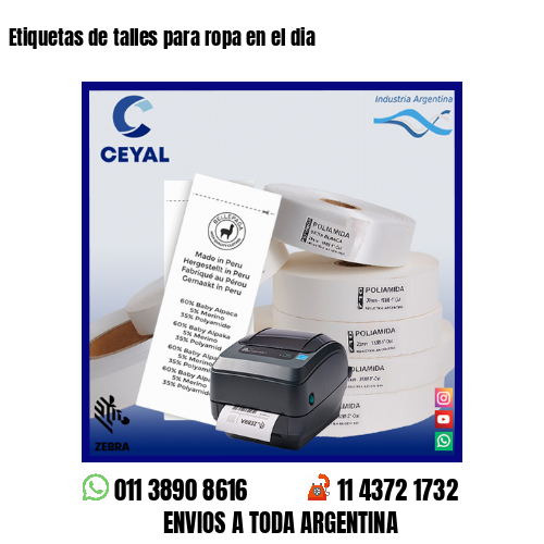 Etiquetas de talles para ropa en el dia
