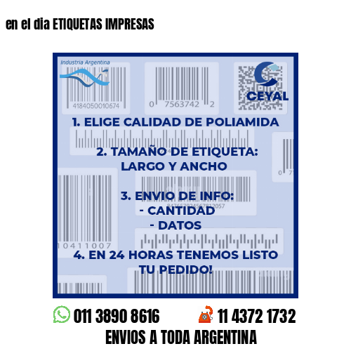 en el dia ETIQUETAS IMPRESAS