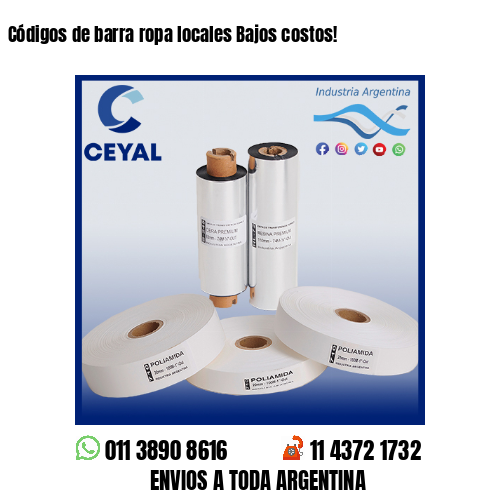 Códigos de barra ropa locales Bajos costos!
