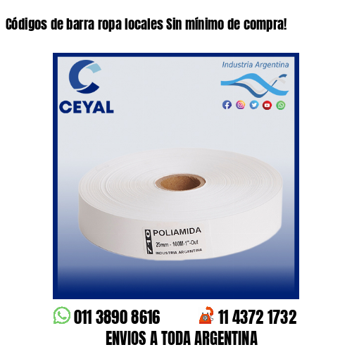 Códigos de barra ropa locales Sin mínimo de compra!