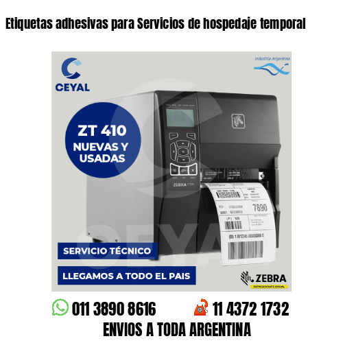 Etiquetas adhesivas para Servicios de hospedaje temporal