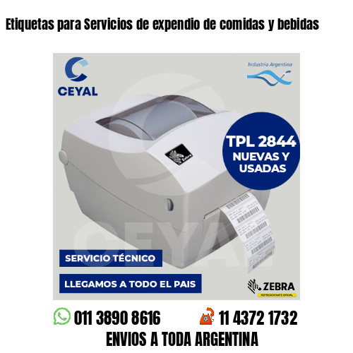 Etiquetas para Servicios de expendio de comidas y bebidas