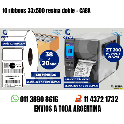 10 ribbons 33x500 resina doble - CABA