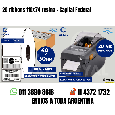 20 ribbons 110x74 resina - Capital Federal