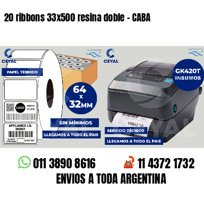 20 ribbons 33x500 resina doble - CABA