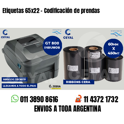Etiquetas 65x22 - Codificación de prendas