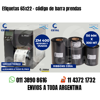 Etiquetas 65x22 - código de barra prendas