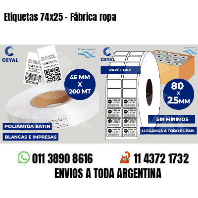 Etiquetas 74x25 - Fábrica ropa
