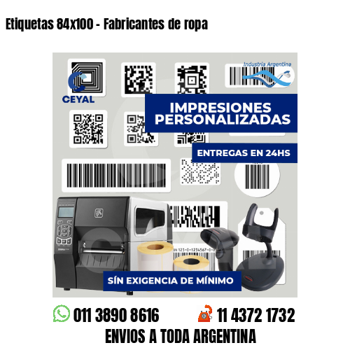Etiquetas 84x100 - Fabricantes de ropa